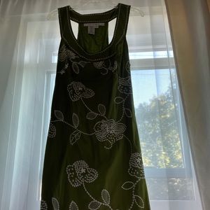 Green cotton embroidered sundress. Racer back